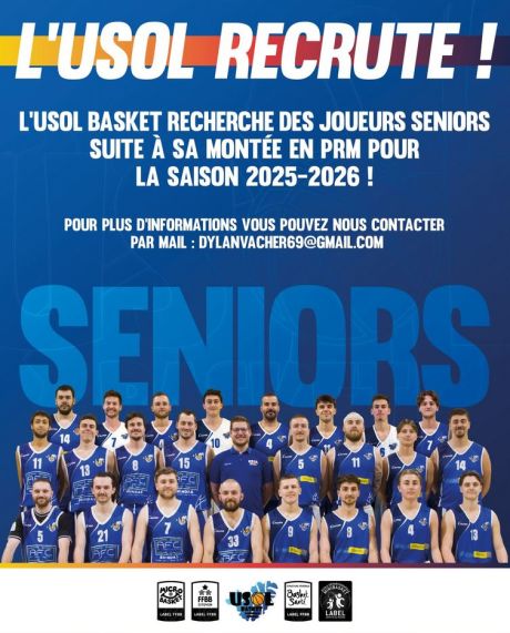 Suite à sa montée en PRM pour la saison 2025-2026 l'Usol Basket recrute des joueurs séniors !