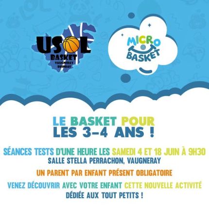 Lancement du Micro Basket les samedis 4 et 18 juin prochain 3/4 ans Salle Perrachon à Vaugneray