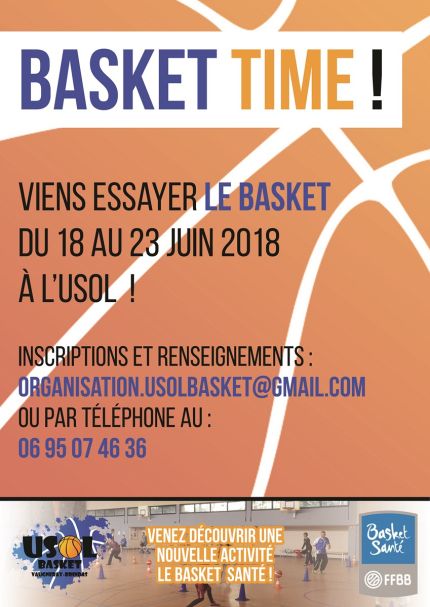 Viens essayer le basket du 18 au 23 juin 2018 à l'USOL !