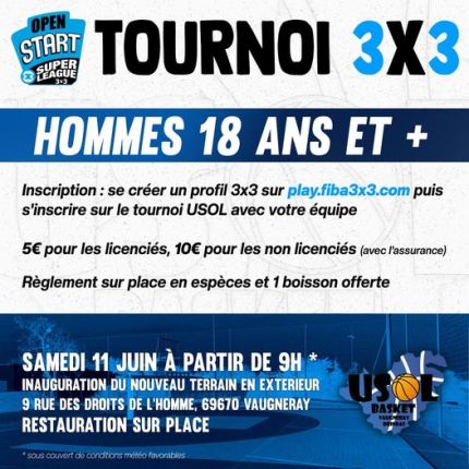 Tournoi 3x3 le 11 juin au nouvel espace Multisports Stade de Chanconche / Vaugneray