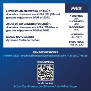 Stage de rentrée (25 août-29 août 2025)